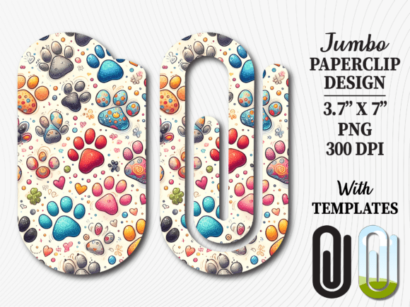 Animal Paw Print Jumbo Paperclip Graphics for Crafts