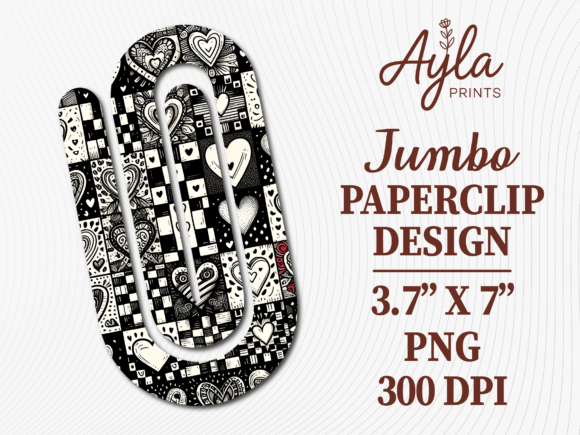 Black and White Pattern Jumbo Paperclip Graphics for Crafts