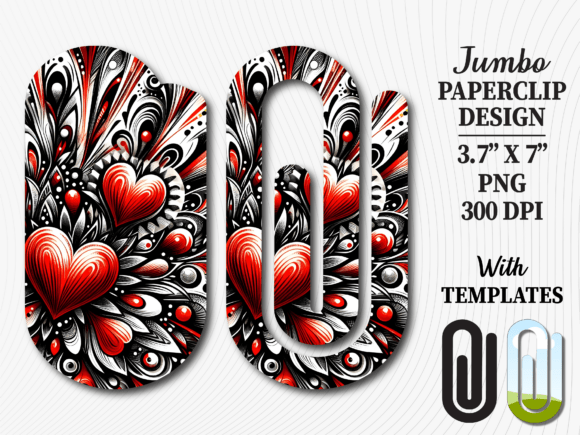 Black Heart Valentines Day Paperclip PNG: Graphics for Crafts