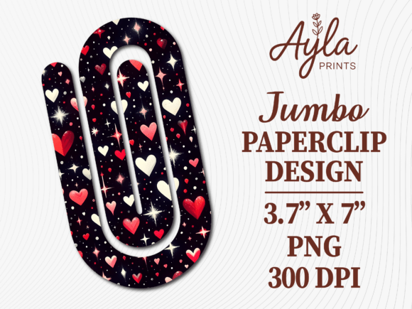 Black Red Starry Heart Jumbo Paperclip