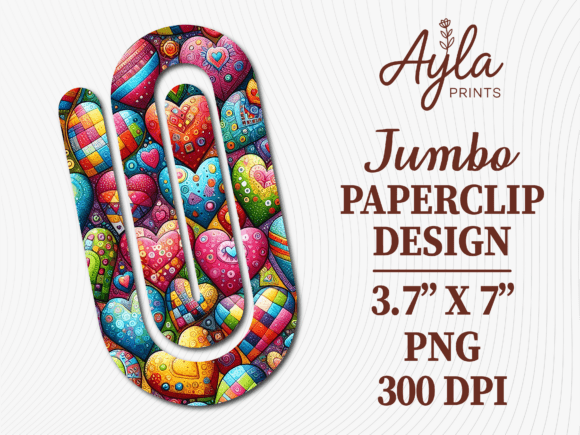 Blue Hearts Patchwork Jumbo Paperclip Graphics