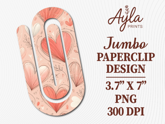 Boho Hearts Valentines Day Paperclip PNG: Graphics for Crafts & Content