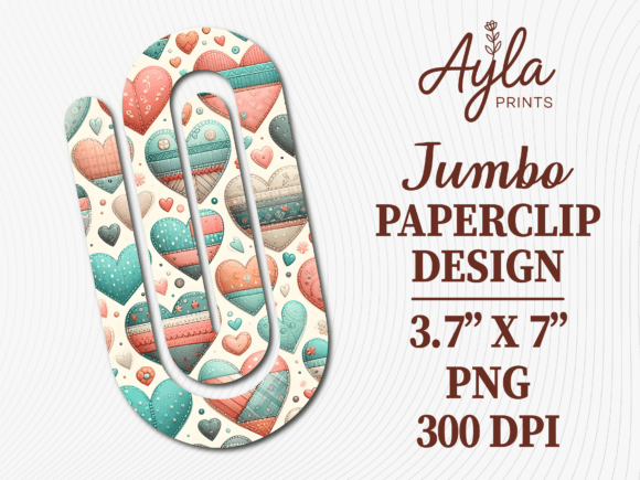 Boho Pastel Heart Jumbo Paperclip Graphics