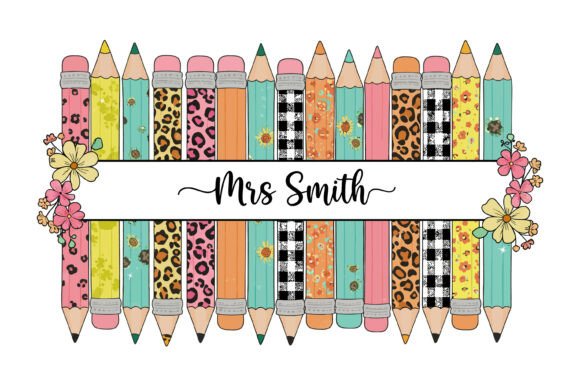 Boho Teacher Pencil Frame Graphics for Crafts