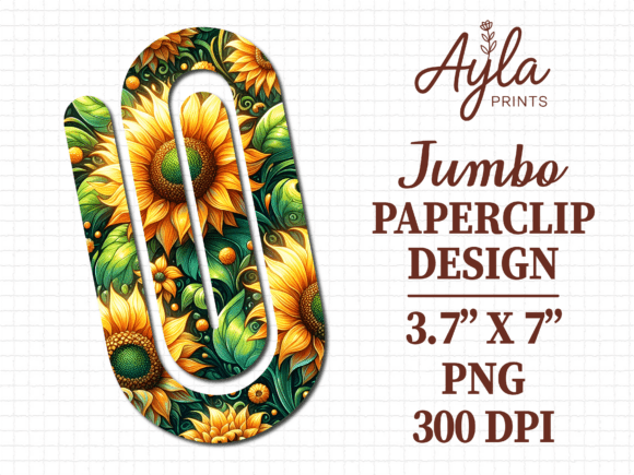 Bright Sunflower Floral Jumbo Paperclip Graphics
