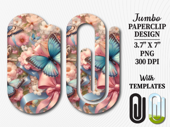 Butterfly Floral Jumbo Paperclip Graphics for Crafts