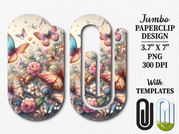 Butterfly Flower Art Jumbo Paperclip: Graphics for Crafts & Content
