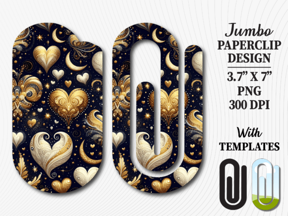Celestial Gold Heart Jumbo Paperclip Graphics & Crafts