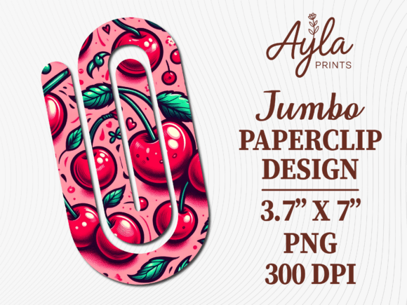 Cherry Red Fruit Pattern Jumbo Paperclip