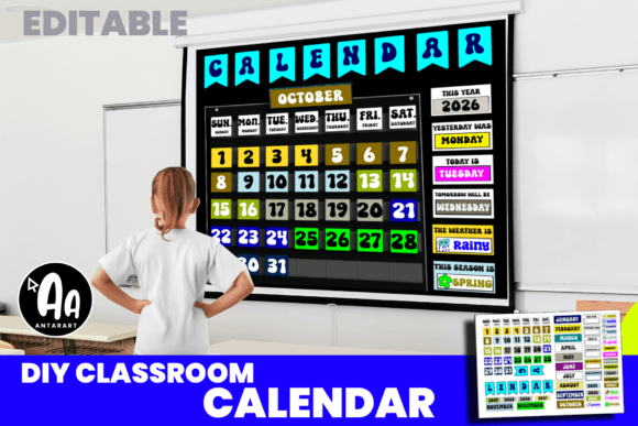 Classroom Calendar Set Weather Display Graphics for 2Nd Grade