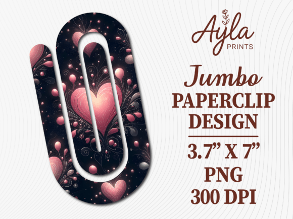Dark Pink Glow Heart Art Jumbo Paperclip Graphics