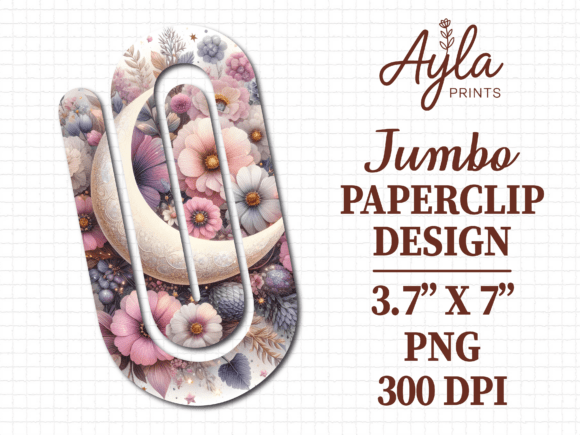 Floral Moon Celestial Jumbo Paperclip