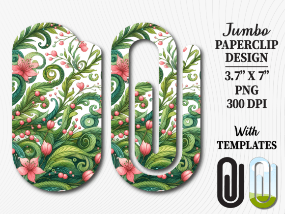 Floral Vine Spring Leaf Jumbo Paperclip Graphics for Crafts