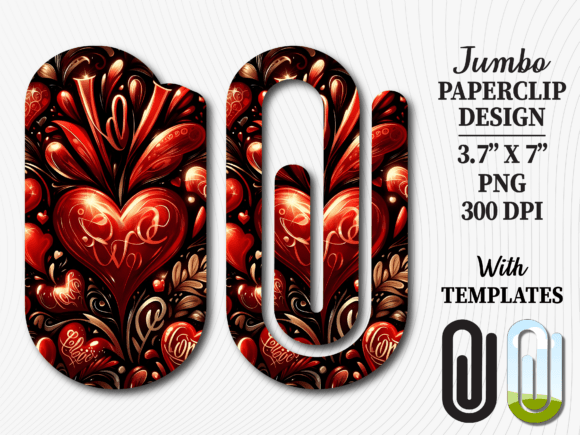 Gothic Red Heart Jumbo Paperclip PNG: Graphics for Crafts-Driven Branding