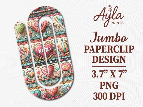Heart Valentines Day Jumbo Paperclip PNG: Graphics for Crafts & Seasonal Branding