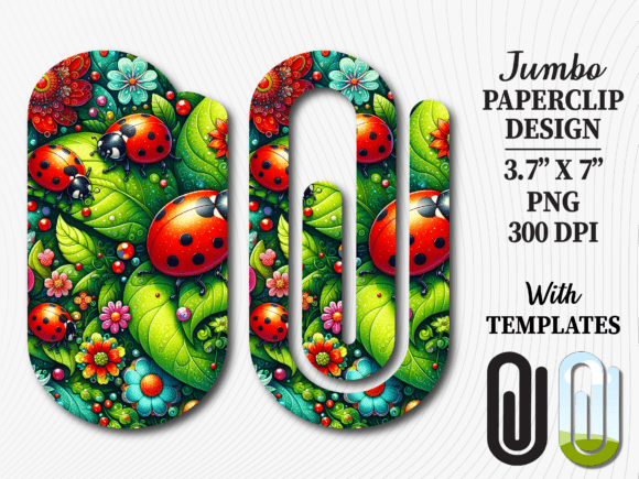 Ladybug Garden Spring Jumbo Paperclip: Graphics & Crafts Asset