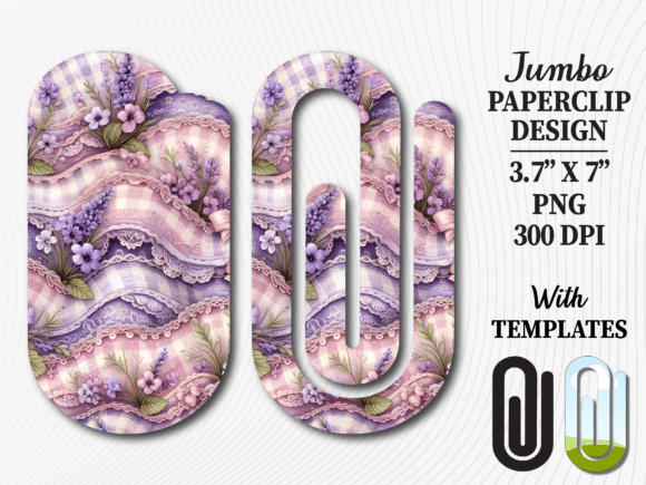 Lavender Floral Shabby Jumbo Paperclip Graphics