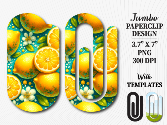 Lemon Fruit Planner Jumbo Paperclip PNG: Graphics for Crafts & Local Branding