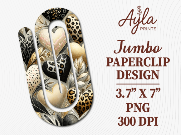 Leopard Heart Jumbo Paperclip Design