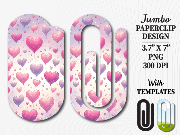 Pastel Lavender Heart Jumbo Paperclip Graphics