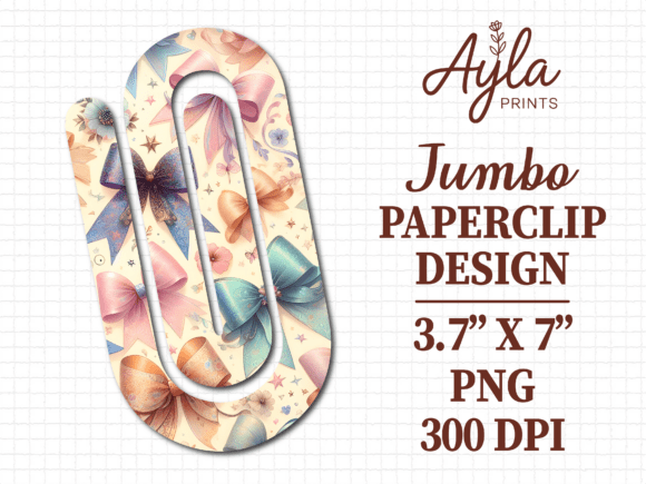 Pastel Ribbon Bow Jumbo Paperclip Graphics for Crafts
