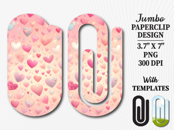 Pastel Soft Hearts Jumbo Paperclip Graphics for Crafts