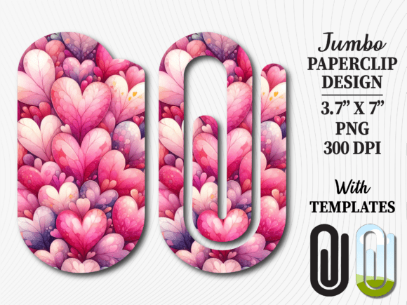 Pink Purple Hearts Jumbo Paperclip PNG: Graphics for Crafts & Content