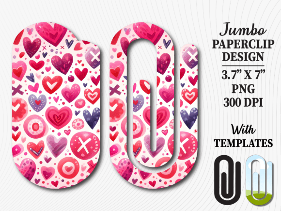 Pink XOXO Heart Valentines Day Paperclip Graphics