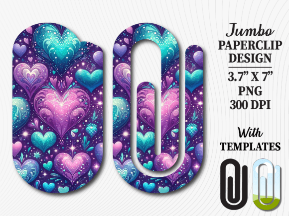 Purple Cosmic Heart Jumbo Paperclip Graphics for Crafts