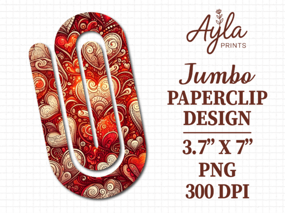 Red Floral Hearts Jumbo Paperclip Design: Graphics for Crafts & Beyond