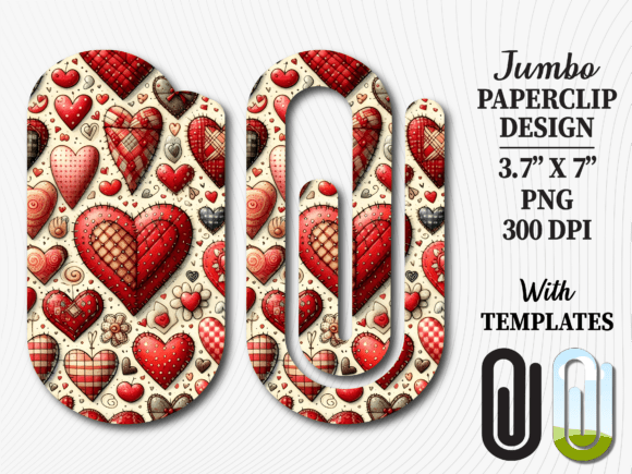 Red Hearts Valentine Day Jumbo Paperclip Graphics & Crafts