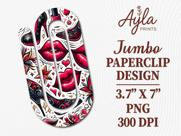 Red Lips Makeup Fashion Jumbo Paperclip: Graphics for Crafts & Content
