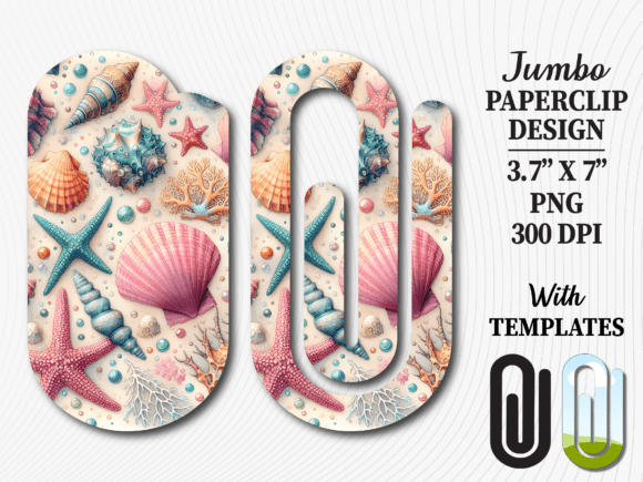 Seashell Beach Ocean Jumbo Paperclip Graphics