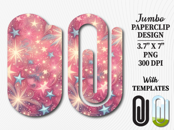 Sparkly Galaxy Star Jumbo Paperclip PNG for Crafts & Graphics