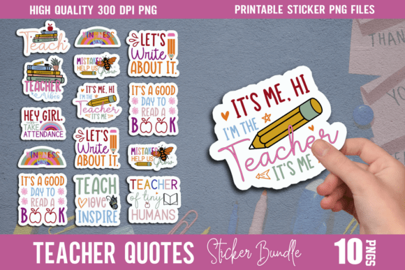 Teacher Sticker Bundle: Graphics & Crafts for Local Branding