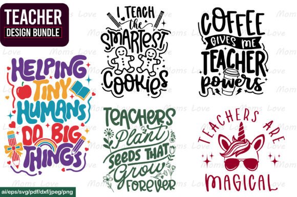 Teacher, Teaching Design Bundle SVG PNG: Graphics for Crafts & Content