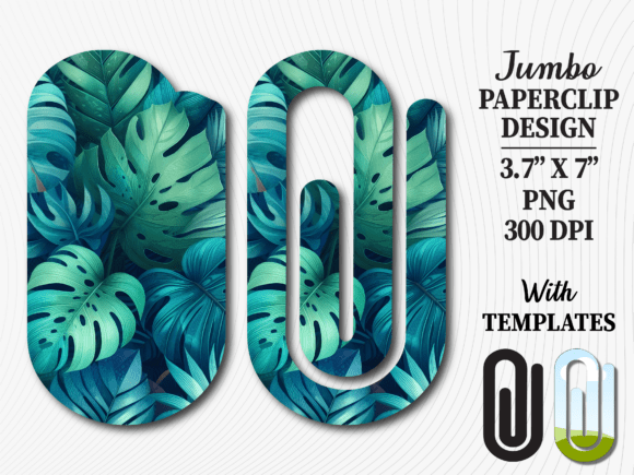 Tropical Monstera Leaf Jumbo Paperclip: Graphics for Crafts & Content