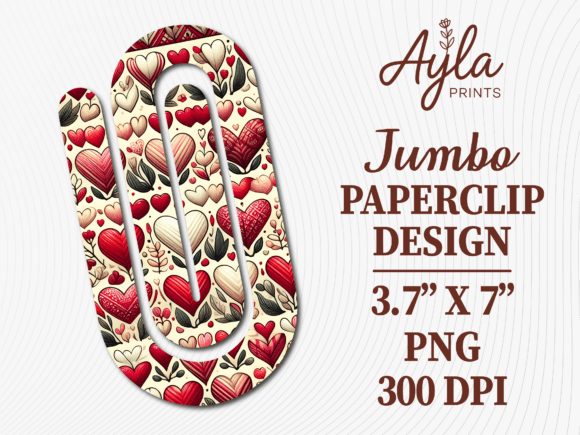 Valentine Heart Pattern Jumbo Paperclip Graphics for Crafts
