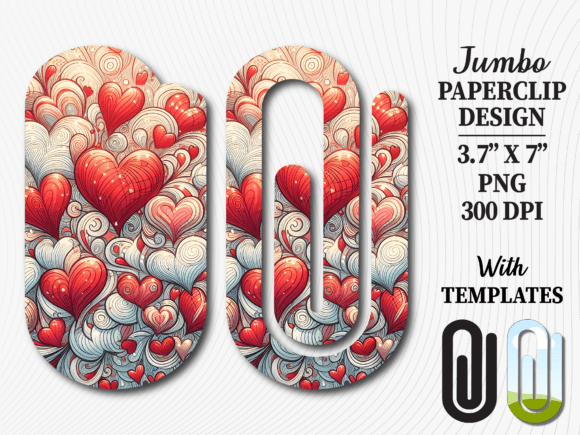 Valentine Red Swirl Love Jumbo Paperclip Graphics