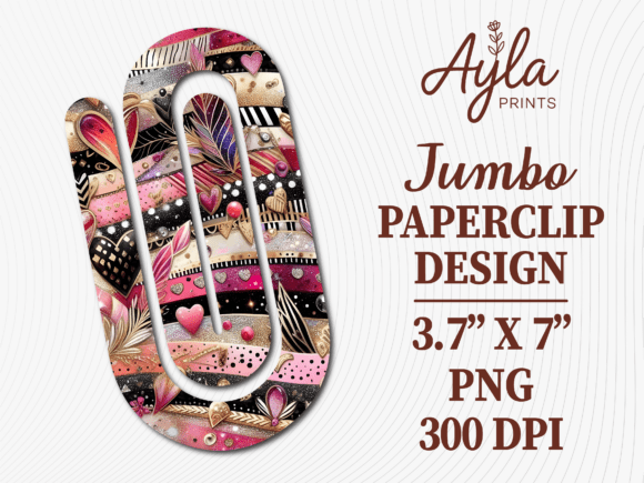 Valentines Boho Floral Jumbo Paperclip Graphics for Crafts