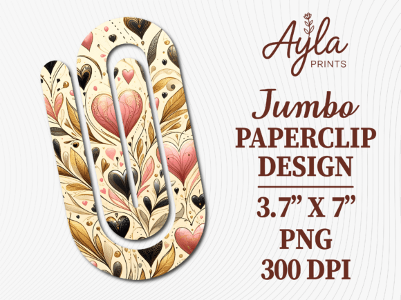Vintage Hearts Floral Jumbo Paperclip