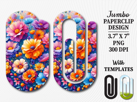Watercolor Daisy Flowers Jumbo Paperclip Graphics