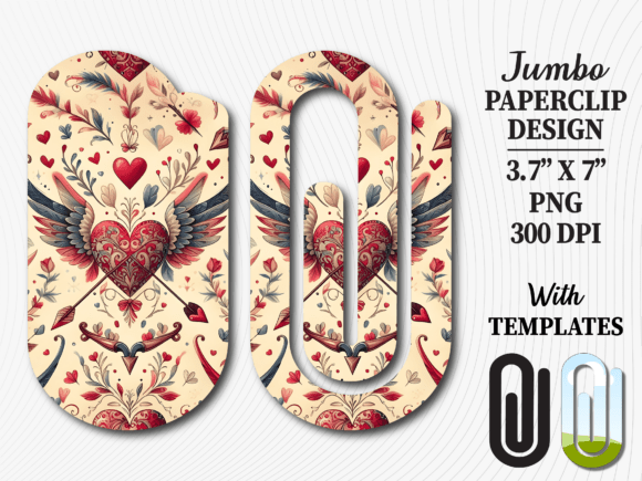 Winged Heart Tattoo Jumbo Paperclip