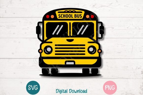 Yellow School Bus Front View Clipart for Crafts & Graphics